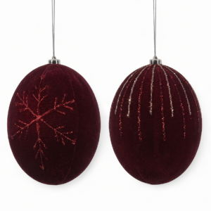 Ball 200mm Flocked Burgundy with Handpainted Finish