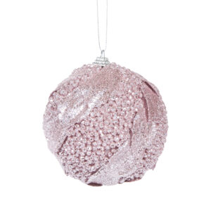 Baubles 100mm Pink Glitter Leaf