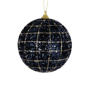 Baubles 100mm Midnight Blue Grid
