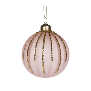 Baubles 80mm Pink Glitter Drip