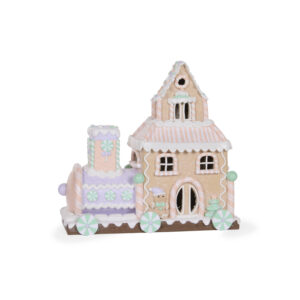 Pastel Gingerbread Train House LED