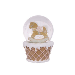 Gingerbread Piped Pastel Rocking Horse Snowglobe