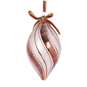 Bauble Glass Drop Gingerbread Swirl