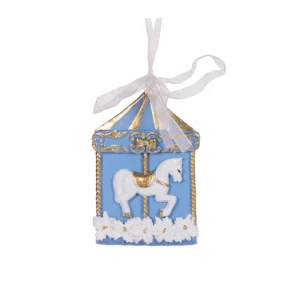 Hanging Ornament Blue And White Carousel