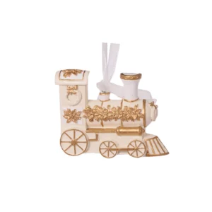 Hanging Ornament Ivory and Gold Train