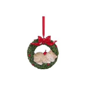 Hanging Ornament Cat Wreath 10cm