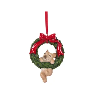 Hanging Ornament Dog Wreath 10cm