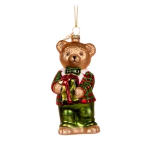 Hanging Ornament Glass Boy Bear 13cm
