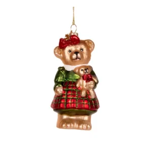 Hanging Ornament Glass Girl Bear 12cm