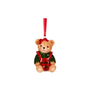 Hanging Ornament Teddy Bear in Overalls 8.5cm
