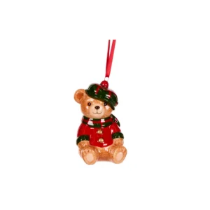 Hanging Ornament Teddy Bear with Beanie 8.3cm