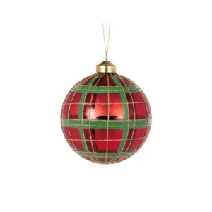 Baubles 100mm Glass Traditional Tartan