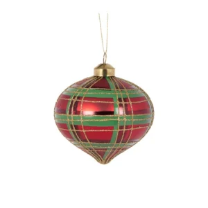 Baubles 100mm Glass Onion Traditional Tartan