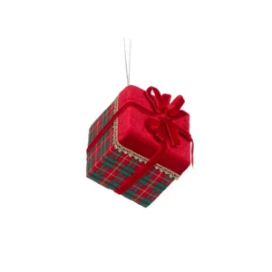 Hanging Ornament Tartan Present 8.5cm