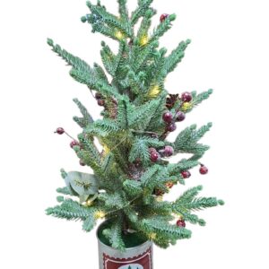 Christmas Tree with Lights in Tin Pot