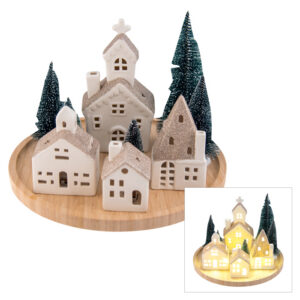 Christmas LED House Set Champagne Round