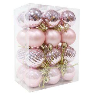 Baubles 40mm 24pk Pink