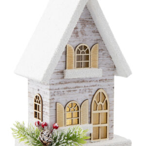 LED Paper-Board Snowy House 25cm