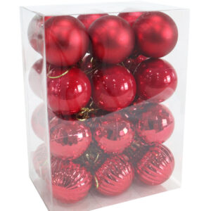 Baubles 40mm 24pk Red