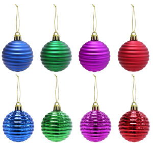 Baubles 50mm Assorted Ribbed