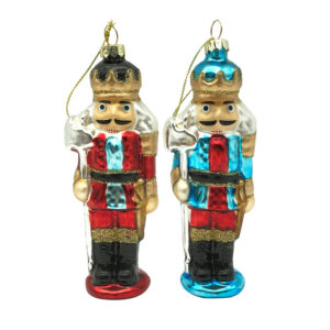 Glass Red Blue Nutcracker Decoration