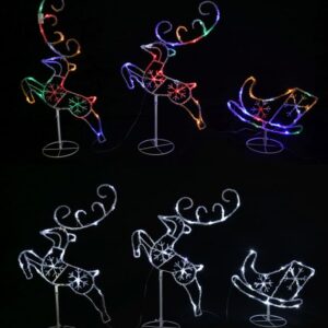 LED Acrylic Sleigh w Leaping Reindeers