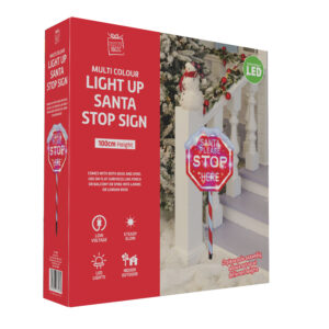 LED Santa Stop Here Sign Multicolour
