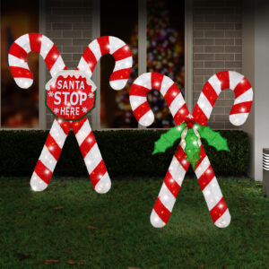LED Tinsel Cross Candy Cane