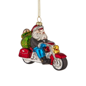 Hanging Ornament - Motorcycling Santa
